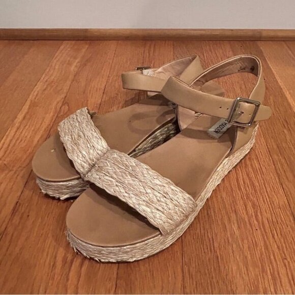 Steve Madden Accord Espadrille Platform Sandals Strap Tan Women’s Size 9 - Picture 2 of 8